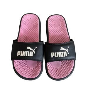 Puma Cool Cat Slides Womens 8 Pink Black Padded Strap Comfort Sandals